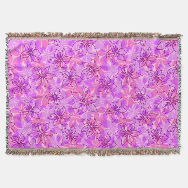 Manta Tejida Olowalu Hibiscus Hawaiian Camo Throw Blankets (Anverso)