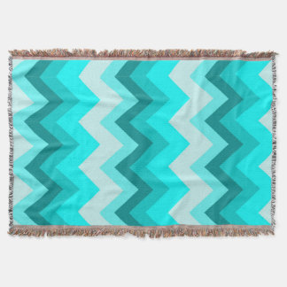Manta Tejida Ombre Girly Pattern Verde azulado Turquesa Chevron