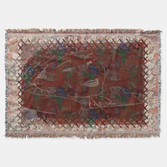 Manta Tejida Origami Motif asiático tradicional (Anverso)