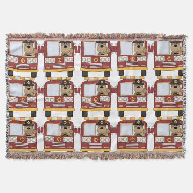 Manta Tejida Oso del coche de bomberos (Anverso)