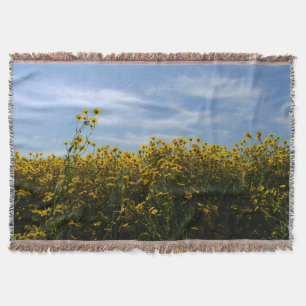 Manta Tejida Paisaje del campo de las flores silvestres amarill