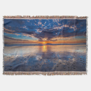 Manta Tejida Paisaje marino dramático, puesta de sol, CA