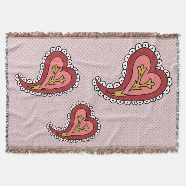 Manta Tejida Paisley Heart Throw Blanket (Anverso)