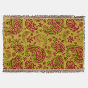 Manta Tejida Paisley hermosa el   Borgoña cítrica verde oliva