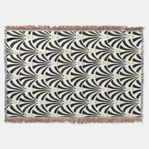 Manta Tejida Palmetto negro y blanco del art déco del vintage