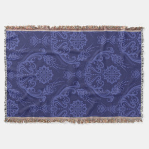 Manta Tejida Papel pintado floral azul de lujo del damasco