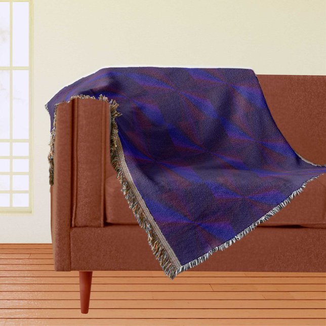 Manta Tejida Parche de degradado circular de azul a púrpura (Circular Gradient Patchwork Blue to Purple Throw Blanket)