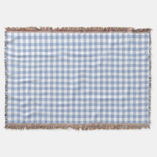 Manta Tejida Patrón clásico de Gingham azul comprobado