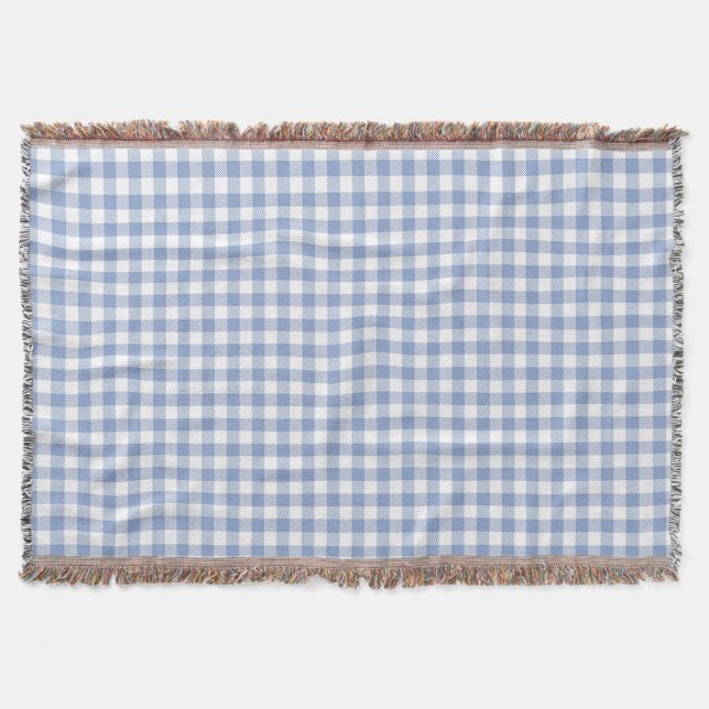 Manta Tejida Patrón clásico de Gingham azul comprobado (Anverso)
