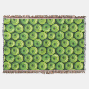 Manta Tejida Patrón con manzanas verdes
