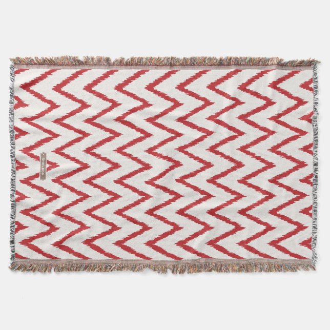 Manta Tejida Patrón de chevron de ikat rojo texturado de moda m (Anverso)