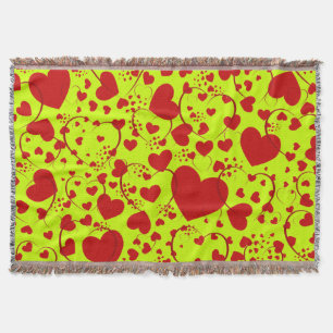 Manta Tejida Patrón de corazón divertido V + su color de fondo