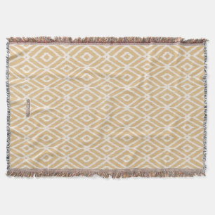 Manta Tejida Patrón de diamante tribal ikat dorado chic