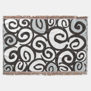 Manta Tejida Patrón de espirales negro y blanco + tus ideas