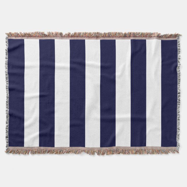 Manta Tejida Patrón de franjas azules de la marina (Anverso)
