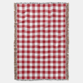 Manta Tejida Patrón De Gingham Comprobado En Rojo Y Blanco