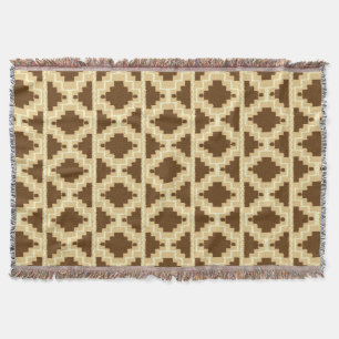 Manta Tejida Patrón de Ikat Aztec - Tan, marrón y crema