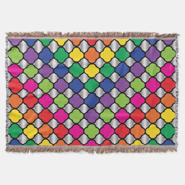 Manta Tejida Patrón de impresión de cuatrefoil psicodélico dive (Anverso)