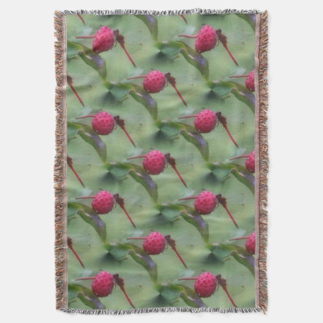 Manta Tejida Patrón de la naturaleza de la libélula roja (Frente vertical)