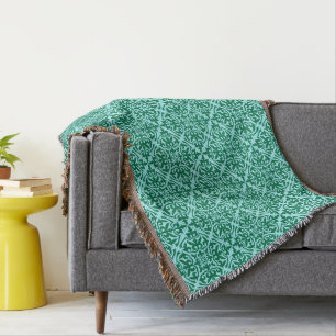 Manta Tejida Patrón de mosaico marroquí, aqua y turquesa