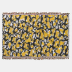 Manta Tejida Patrón de mosaico negro amarillo