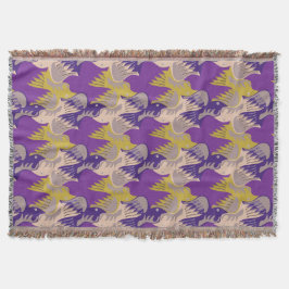 Manta Tejida Patrón de pájaros Tesselación Púrpura Tiras 1