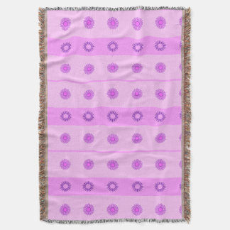 Manta Tejida Patrón de pequeñas flores rosas y moradas