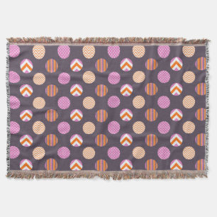 Manta Tejida Patrón de punto de polka morado, rosado y Naranja
