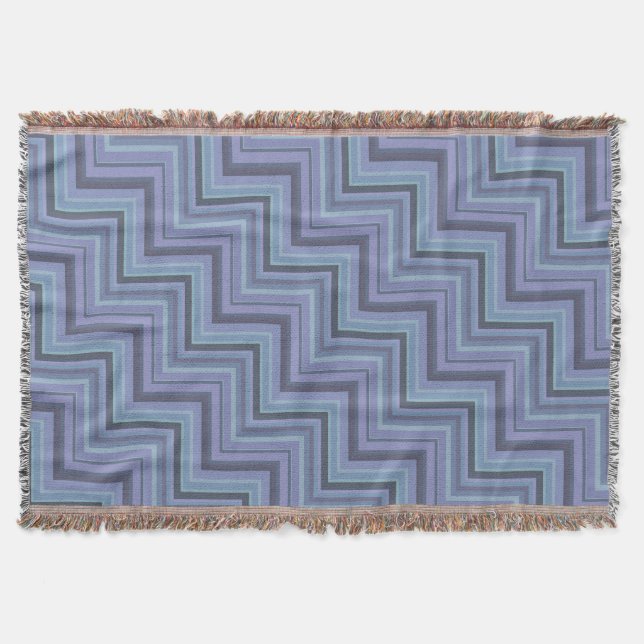 Manta Tejida Patrón de rayas azules grises (Anverso)