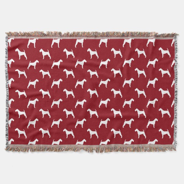 Manta Tejida Patrón de siluetas de perro Terrier Irlandés Rojo (Anverso)