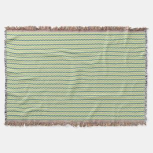 Manta Tejida Patrón de zigzag de Chevron en colores azul verde