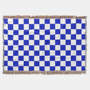 Manta Tejida Patrón del tablero Royal Blue and White Checker
