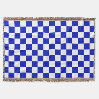 Manta Tejida Patrón del tablero Royal Blue and White Checker