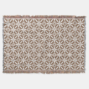 Manta Tejida Patrón Estrella Ikat - Taupe Tan y Blanco