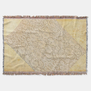 Manta Tejida Patrón floral de encaje de crochet antiguo + tus i