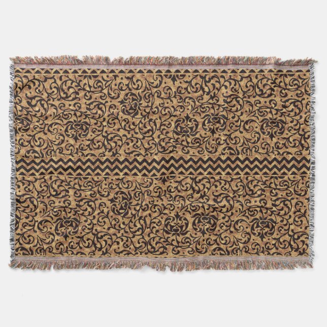 Manta Tejida Patrón floral de oro del renacimiento italiano (Anverso)