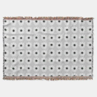 Manta Tejida Patrón floral gris y blanco moderno