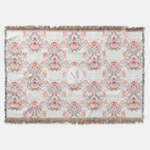 Manta Tejida Patrón floral vintage Monograma T