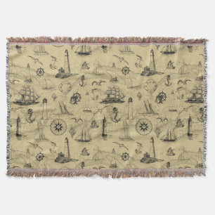 Manta Tejida Patrón Vintage Náutico Decoración costera antigua
