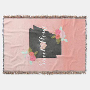 Manta Tejida Peach Ombre Arkansas State Floral & Moveable Heart