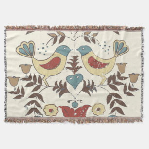 Manta Tejida Pennsylvania Dutch Amish Hex Rótulo Bird Americana