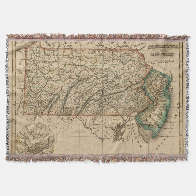 Manta Tejida Pennsylvania, New Jersey (Anverso)