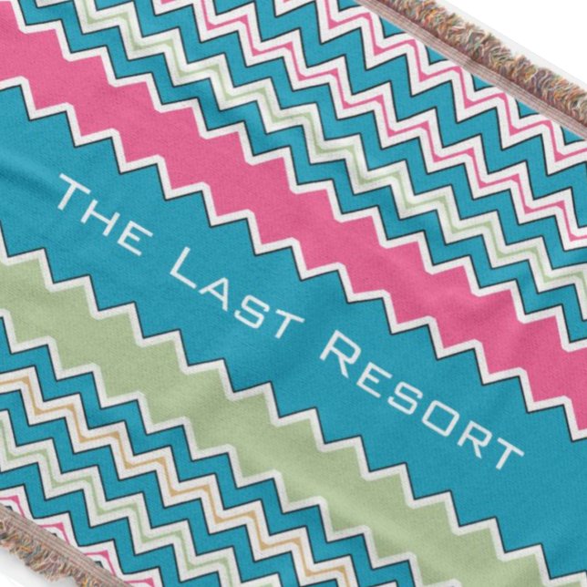 Manta Tejida Personaliza tu Beach House Aqua Pink Zig Zag (Subido por el creador)