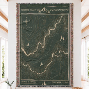 Manta tejida personalizada con mapa topográfico