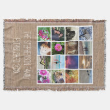 Personalizado 16 Collage de fotos Burlap-Look Mosa