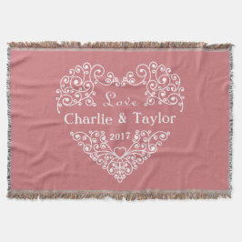Manta Tejida Personalizado de corazón ornamental texto lanzar m