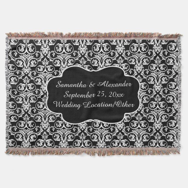 Manta Tejida Personalizado de matrimonio Damask personalizado K (Anverso)