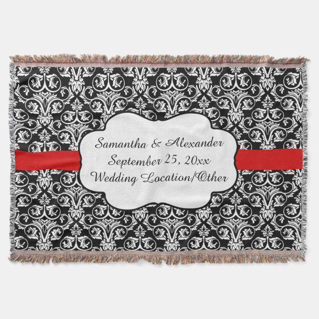 Manta Tejida Personalizado de matrimonio Damask personalizado K (Anverso)