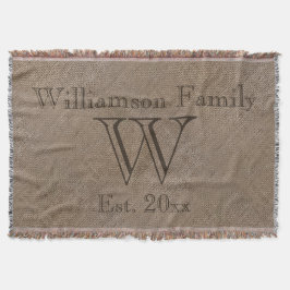 Manta Tejida Personalizado Rustic Burlap-Look Family Keepsake