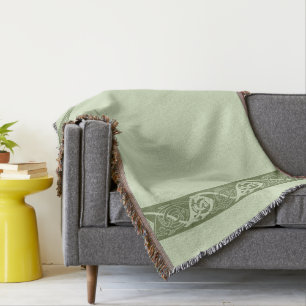 Manta Tejida Pescado celta de Knotwork en verde